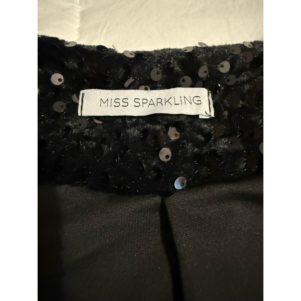 Women’s Black Sparkling Sequins Pearl Blazer Size Large Evening Party Wedding - Picture 6 of 12
